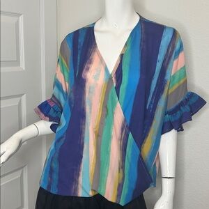 Umgee Pastel Oversized Striped Blouse